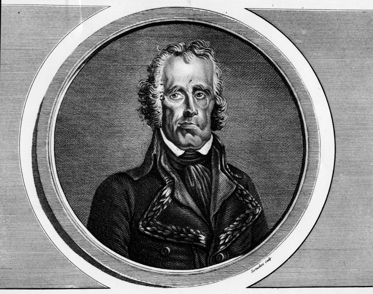 Portrett av Jean Nicolas Houchard (1738-1793), general francais. Gravering i "" Komplett samling av historiske malerier fra den franske revolusjonen, i tre bind.""" 1804. av Unknown artist