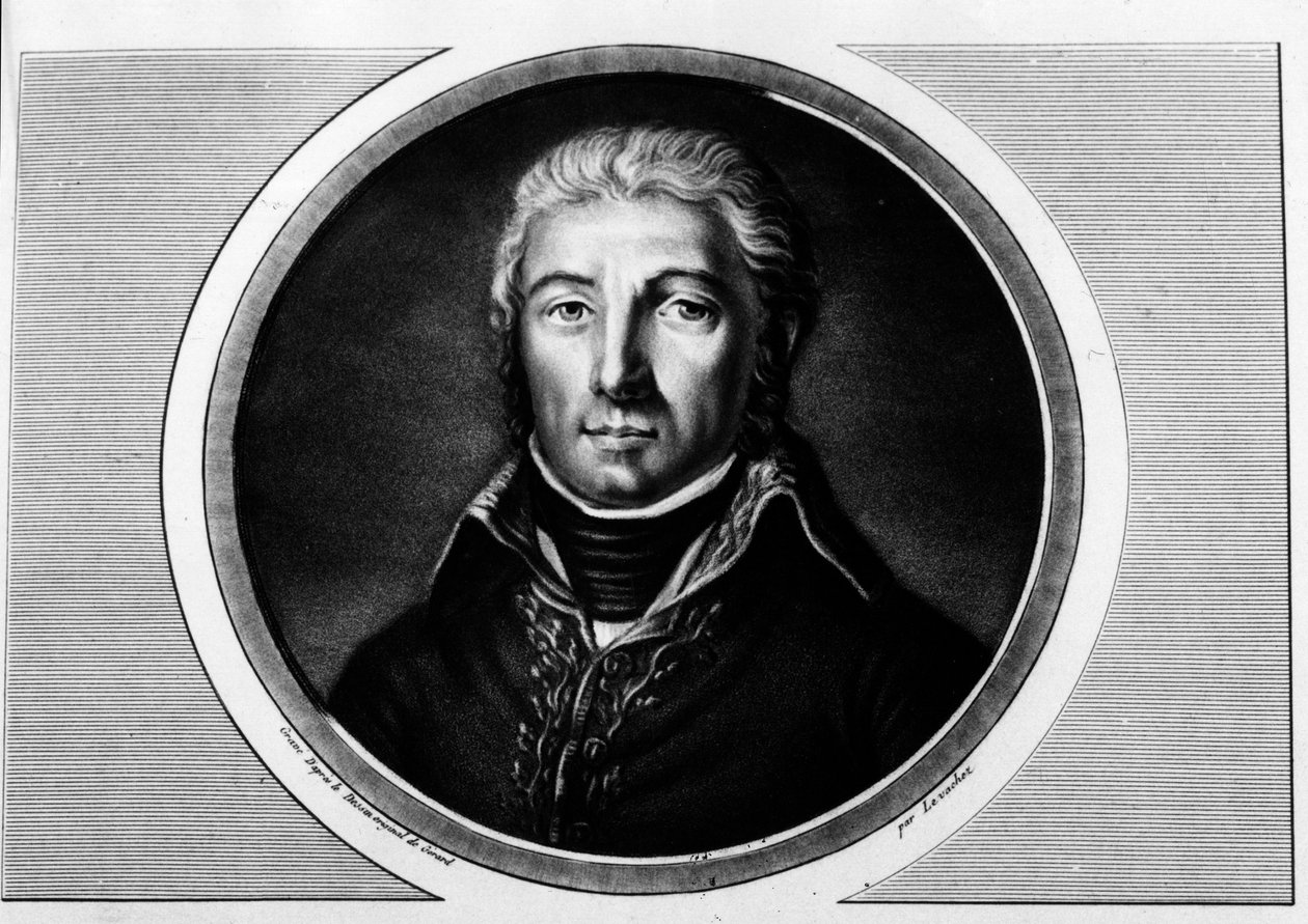 Portrett av Jean Victor (Jean-Victor) Moreau (1763-1813) general fra Armee du Rhine. Gravering i "" Komplett samling av historiske malerier fra den franske revolusjonen, i tre bind.""" 1804. av Unknown artist