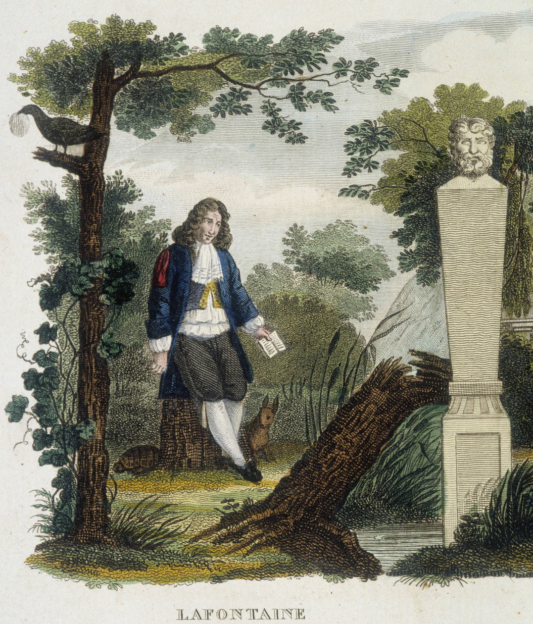Portrett av Jean de la Fontaine - gravering av Unknown artist