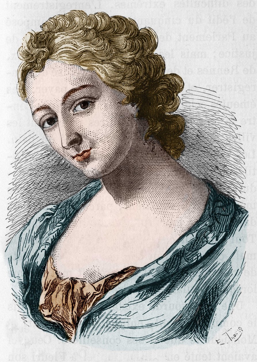 Portrett av Jeanne Agnes Berthelot de Plemont, kjent som Madame la Marquise de Prue (1698-1727). av Unknown artist