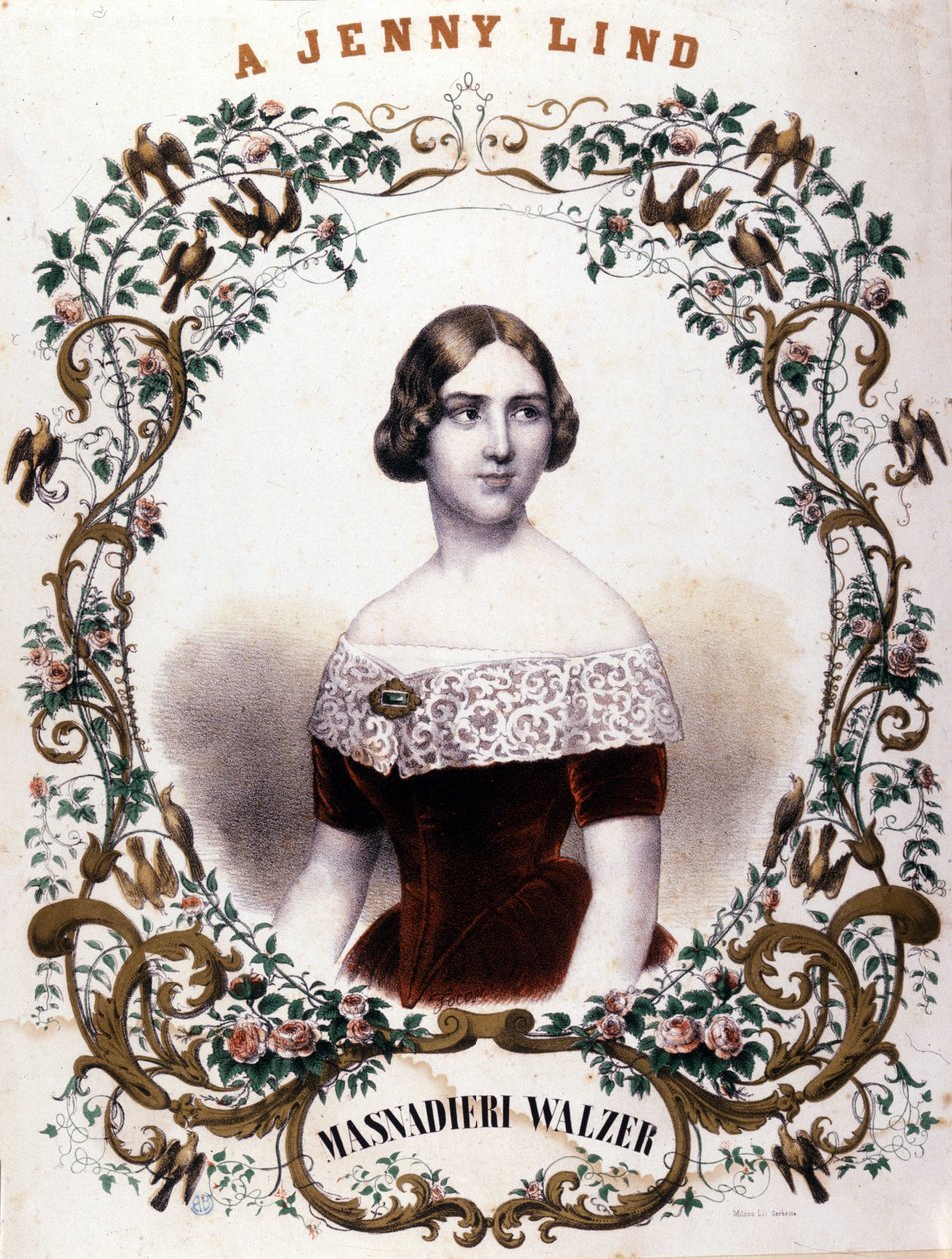 Portrett av Jenny Lind (1820-1887), svensk sanger. av Unknown artist