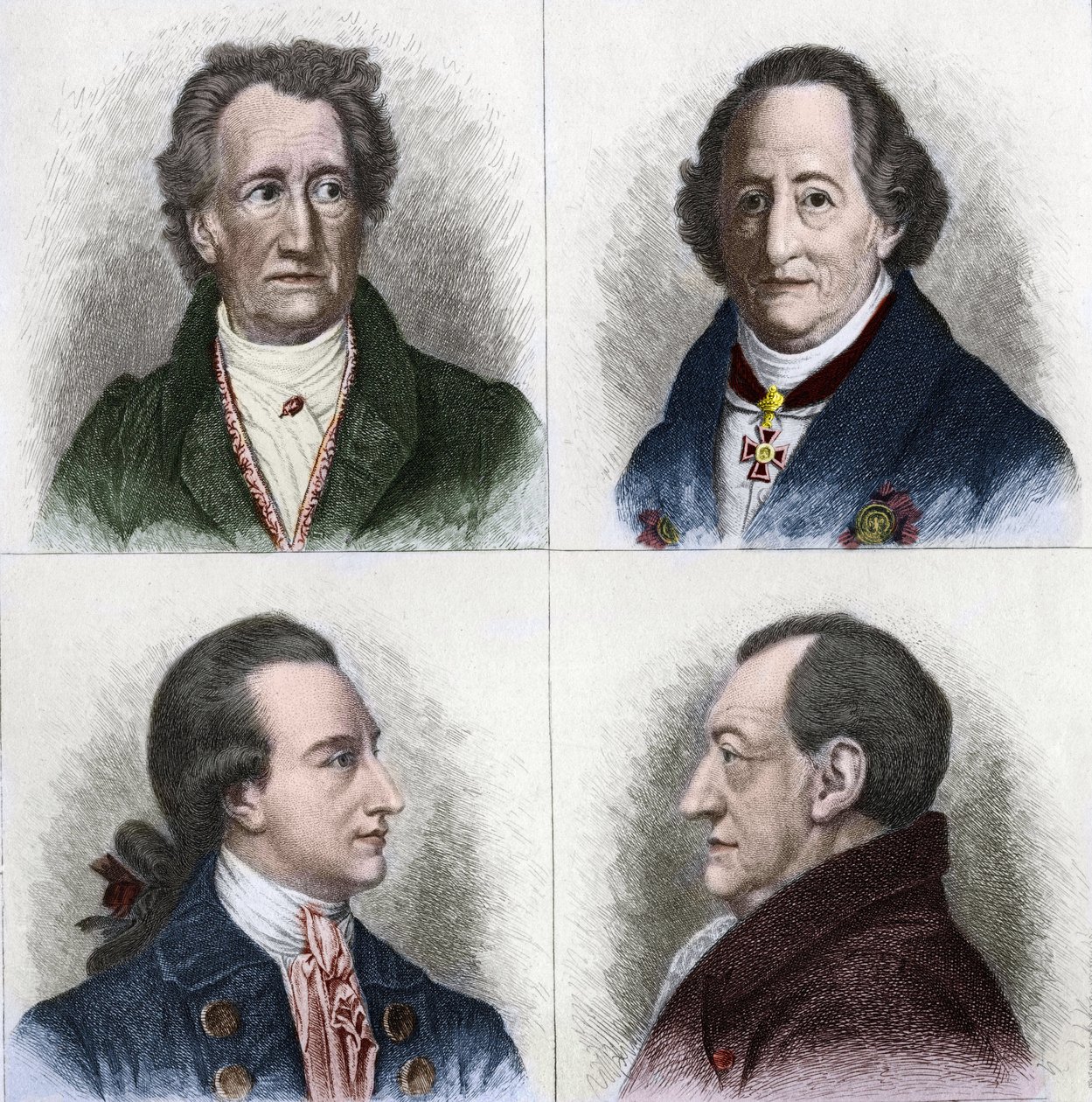 Portrait of Johan Wolfgang Goethe (1749 - 1832), German writer, has different ages in his life. Engraving of the 19th century. av Unknown artist