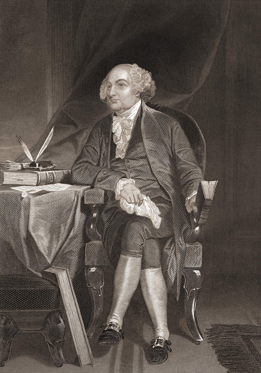 Portrait of John Adams (1735-1826), American statesman and second President of the United States. Engraving of the 19th century av Unknown artist