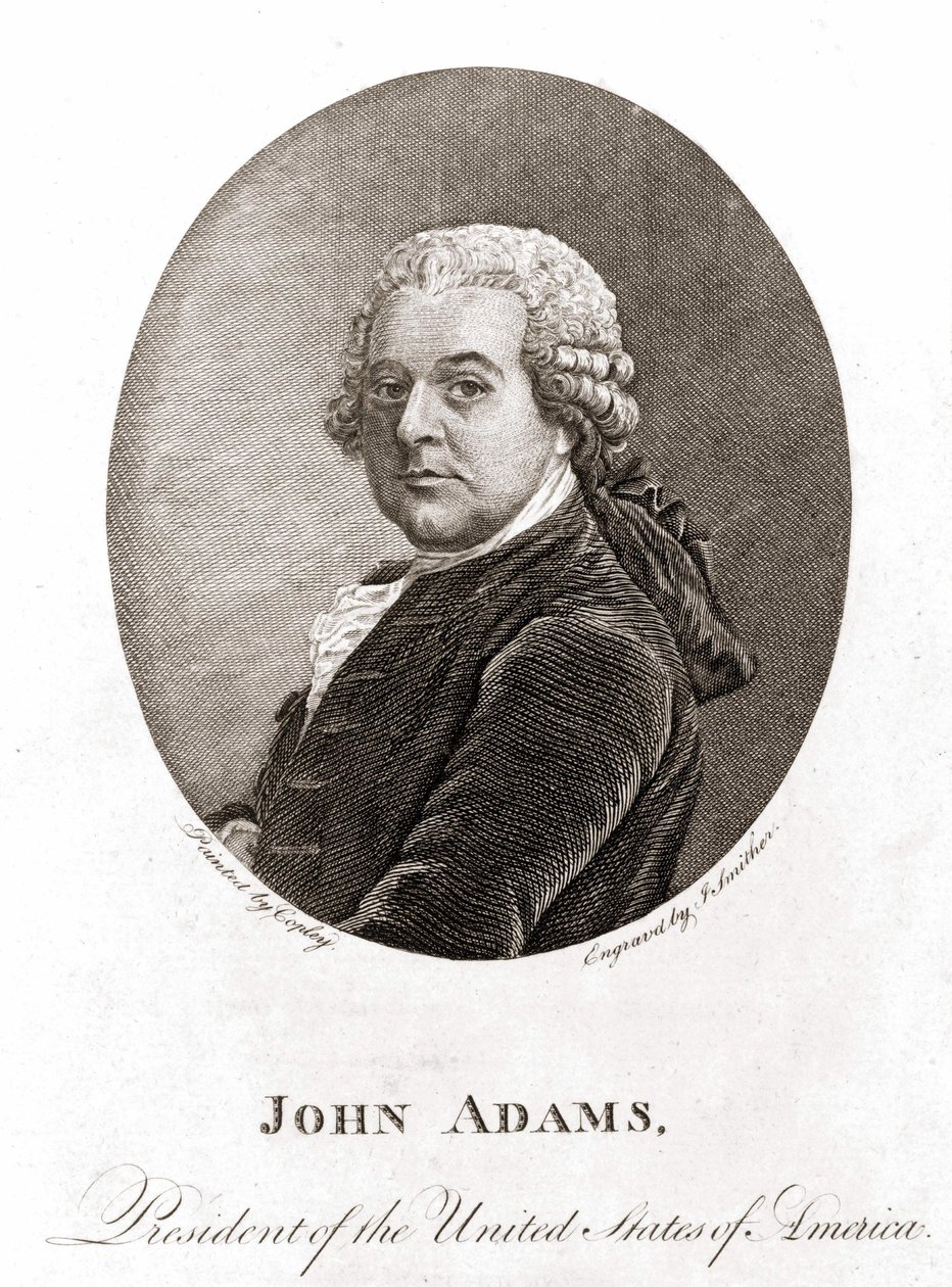 Portrett av John Adams (1735 - 1826), 2. president i USA (1797 - 1801). Gravering sd. 1800-tallet. av Unknown artist