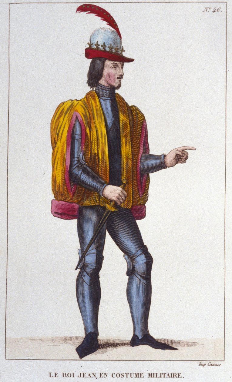Portrett av Johannes II den gode i militærdrakt (1319 - 1364), gravering av Frankrikes konge fra 1830 av Unknown artist
