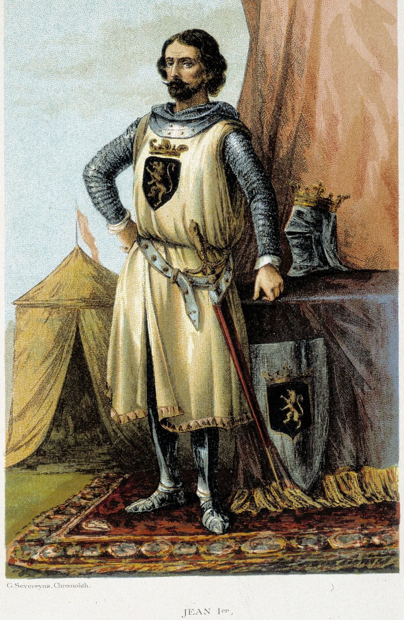 Portrett av Johannes I, kjent som den seirende (1268-1294), hertugen av Brabant. Kromolitografi fra 1800-tallet. av Unknown artist