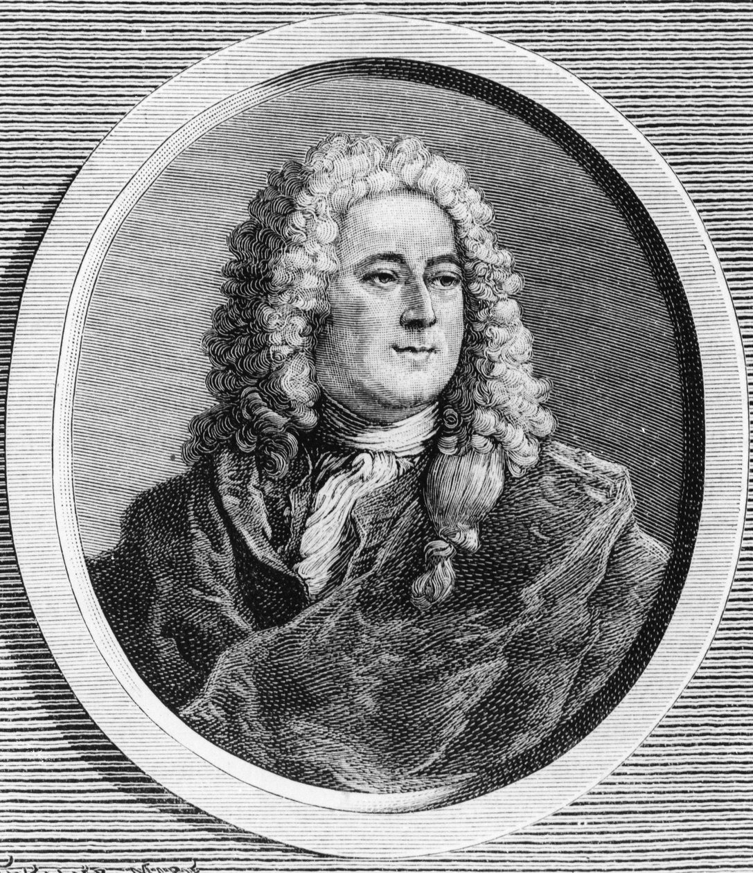 Portrett av John Law (1671 - 1729), skotsk finansmann som forårsaket konkurs i 1720 (Event of the Rue Quincampoix) - i "La France juive" av Edouard Drumont. av Unknown artist