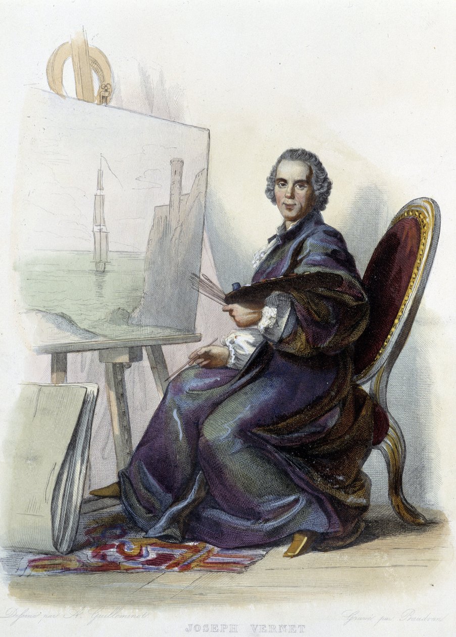 Portrett av Joseph Vernet, fransk maler, tegneserieskaper og billedhugger (1714 - 1789) - i "" Le Plutarque Français", red. Mennechet av Unknown artist