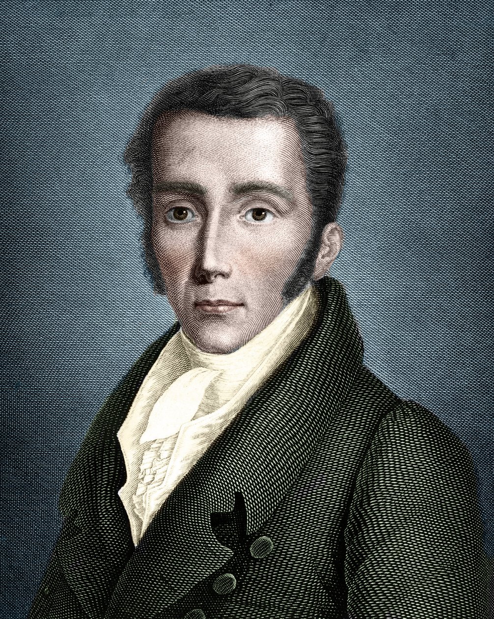 Portrett av Joseph von Fraunhofer (1787 - 1826) tysk optiker og fysiker, grunnlegger av spektroskopi. av Unknown artist