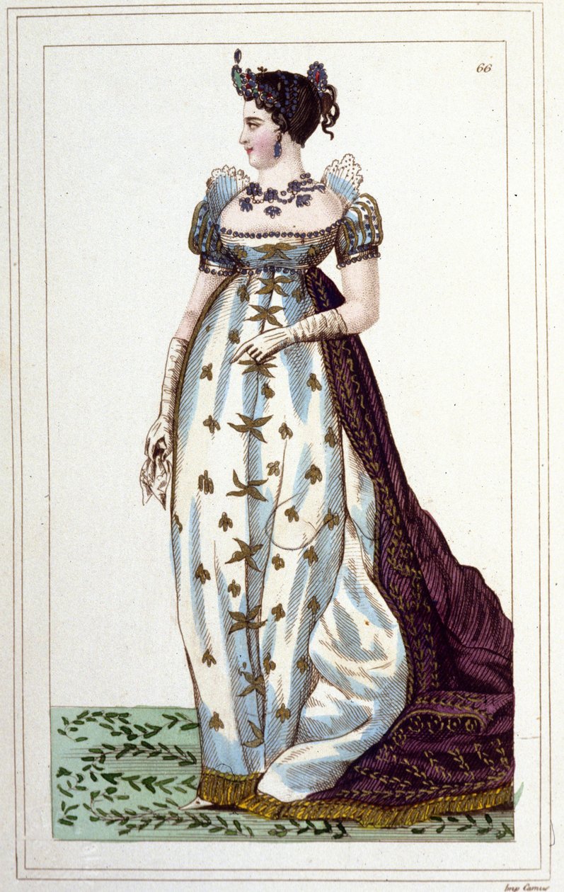 Portrett av Joséphine av Beauharnais Bonaparte (1763 - 1814), franskmennenes imperator i keiserlig draktgravering fra 1830 av Unknown artist