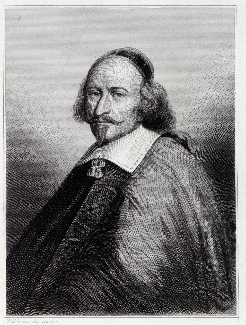 Portrett av Jules Mazarin (Giulio Raimondo Mazzarino eller Mazarino) (1602-1661), fransk kardinal og politiker - i "History of the French"" av Lavallée, gravering, sd. av Unknown artist