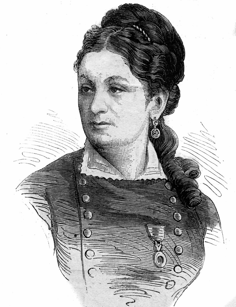 Portrett av Juliette Dodu (1848-1909) heltinne fra krigen i 1870. av Unknown artist