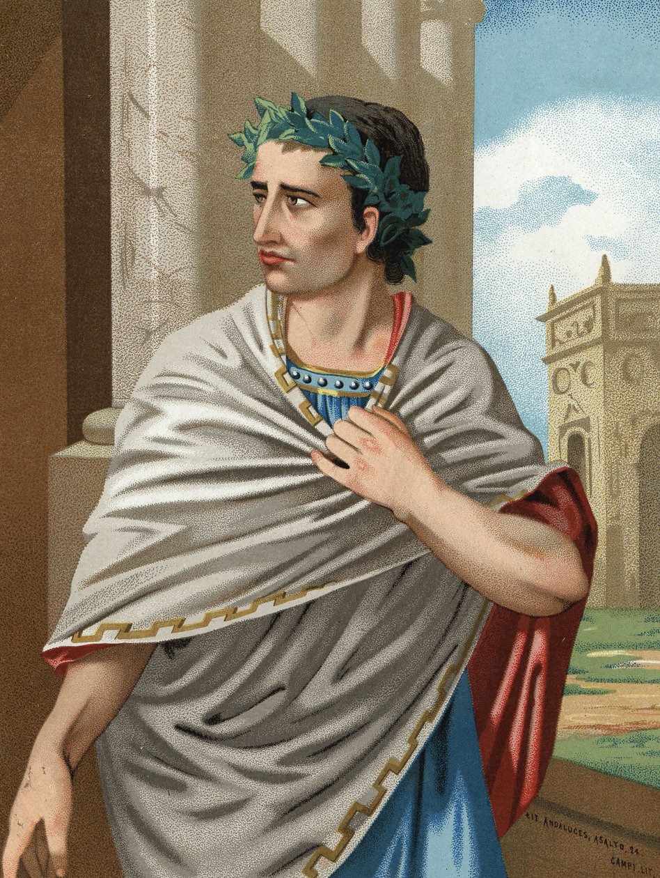 Portrett av Julius Caesar på latin Caius Julius Caesar statsmann og romersk general (Roma, v. 101 til Id., 44 f.Kr.). Barcelona 1877. av Unknown artist