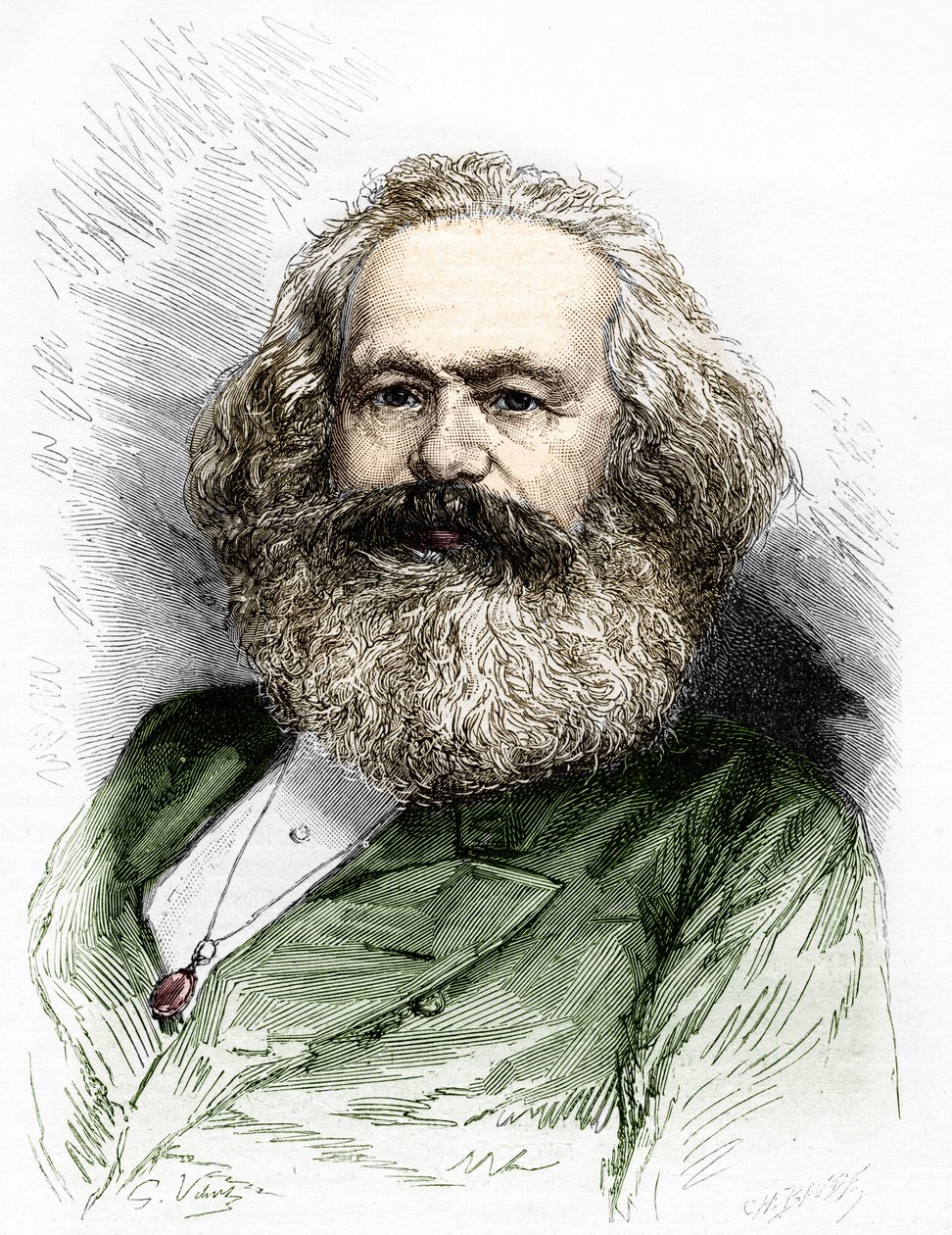 Portrett av Karl Marx (1818-1883), sosialismeteoretiker og tysk revolusjonær. av Unknown artist