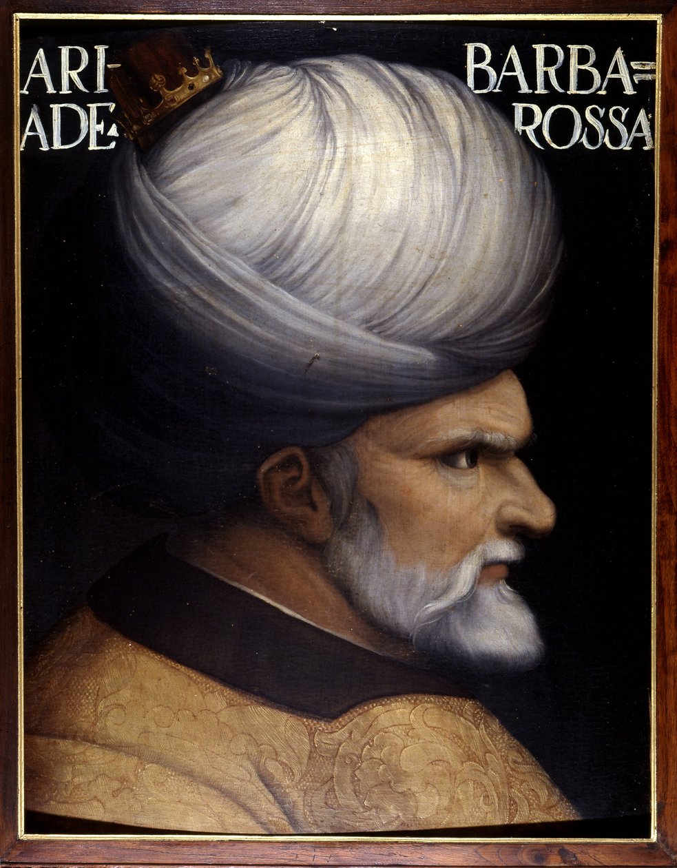Portrett av Khayr Al-Din Barberousse (1476 -1546), grunnlegger med sin bror av Regency of Alger, han var vasallen til den osmanske sultanen og Frankrikes allierte mot Karl V. maleri fra 1500-tallet. Uffizi-museet, Firenze. av Unknown artist