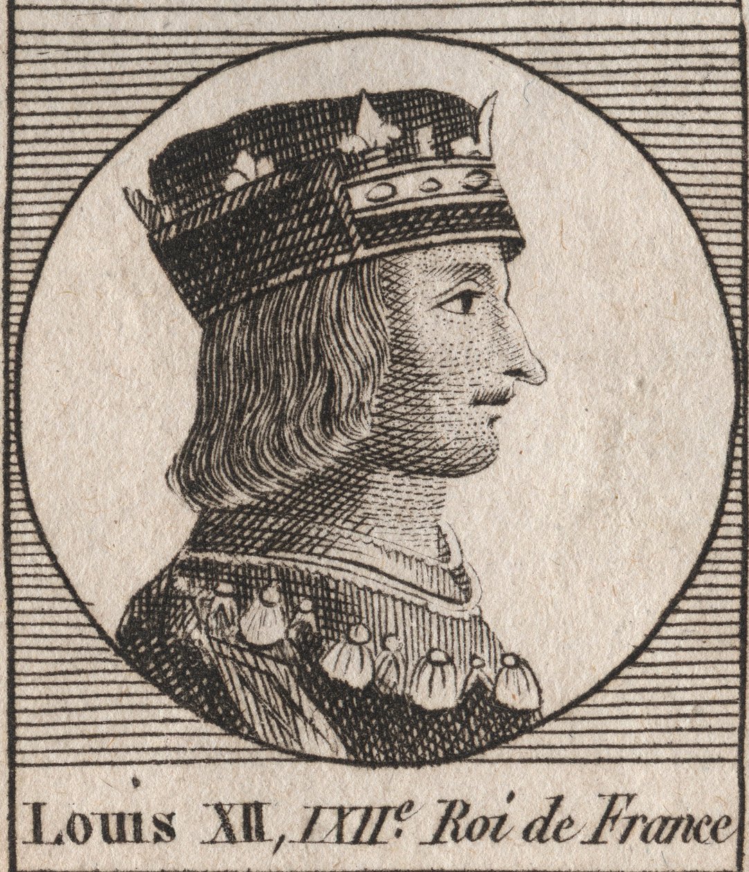 Portrett av kong Louis XII (1462-1515) - Portrett av Louis XII av Frankrike (1462-1515), konge av Frankrike - gravering fra "Instruction sur l