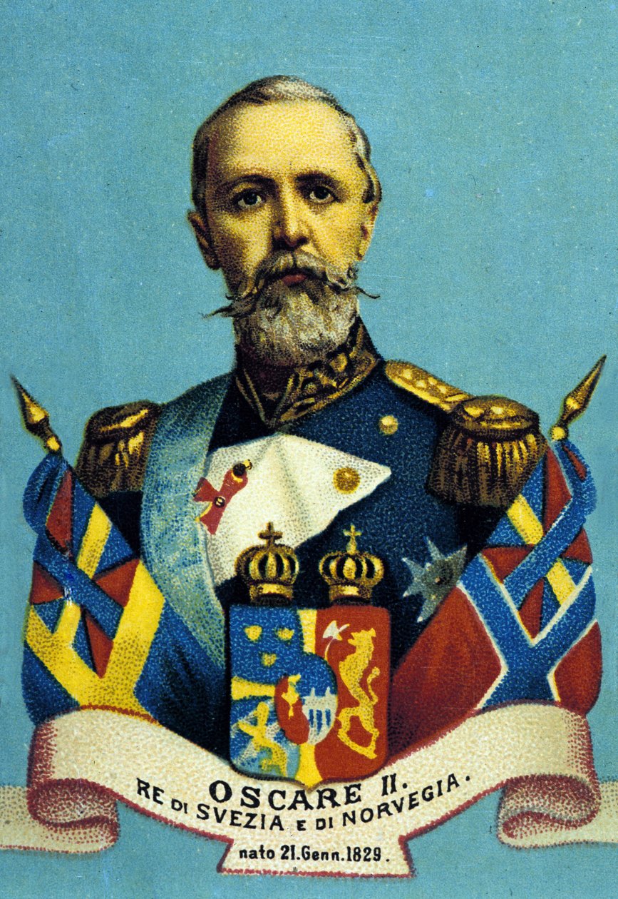 Portrett av kong Oscar II. Konge av Sverige og Norge. 1829-1907. av Unknown artist