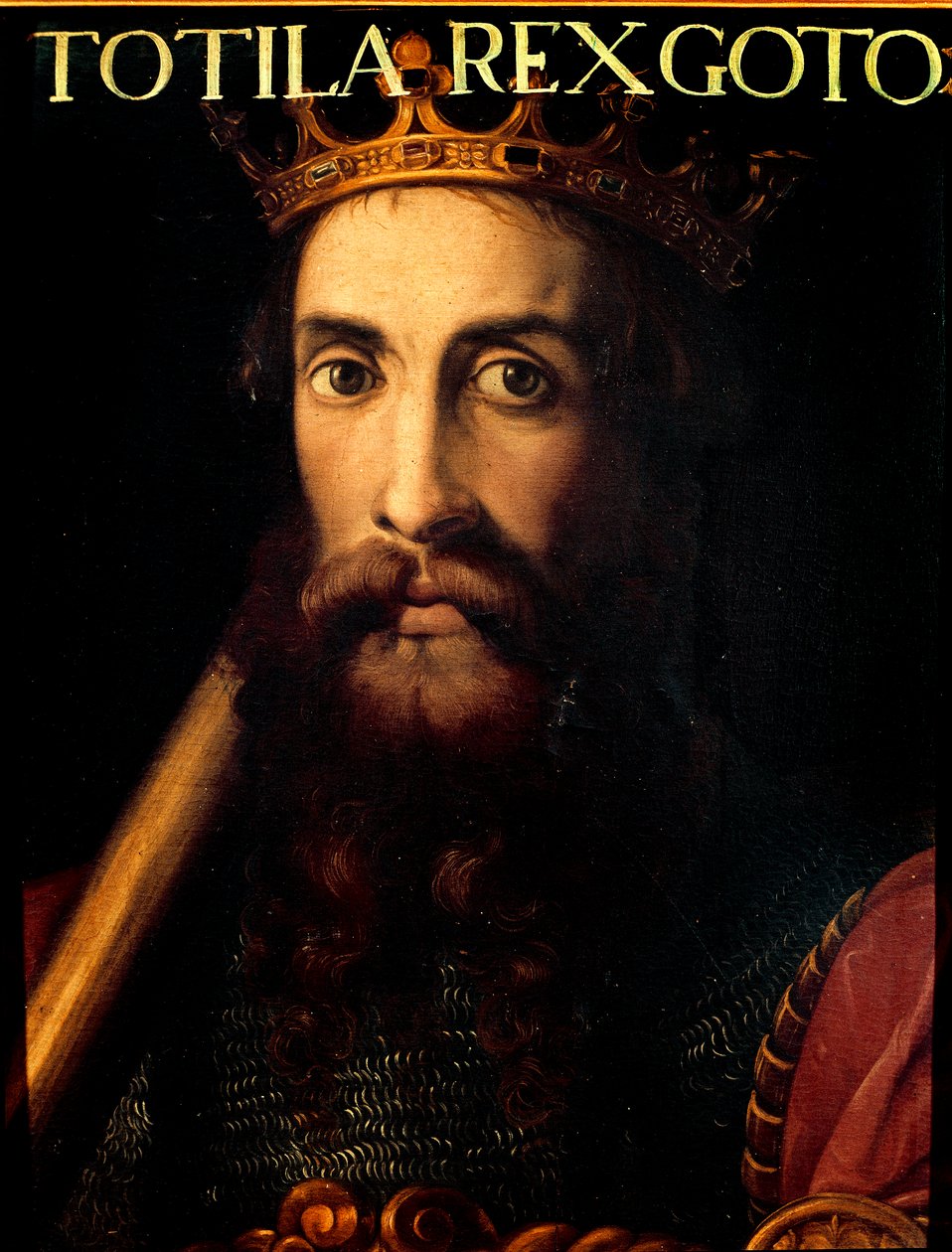 Portrett av kong Ostrogoth Totila eller Baduila. maleri. av Unknown artist