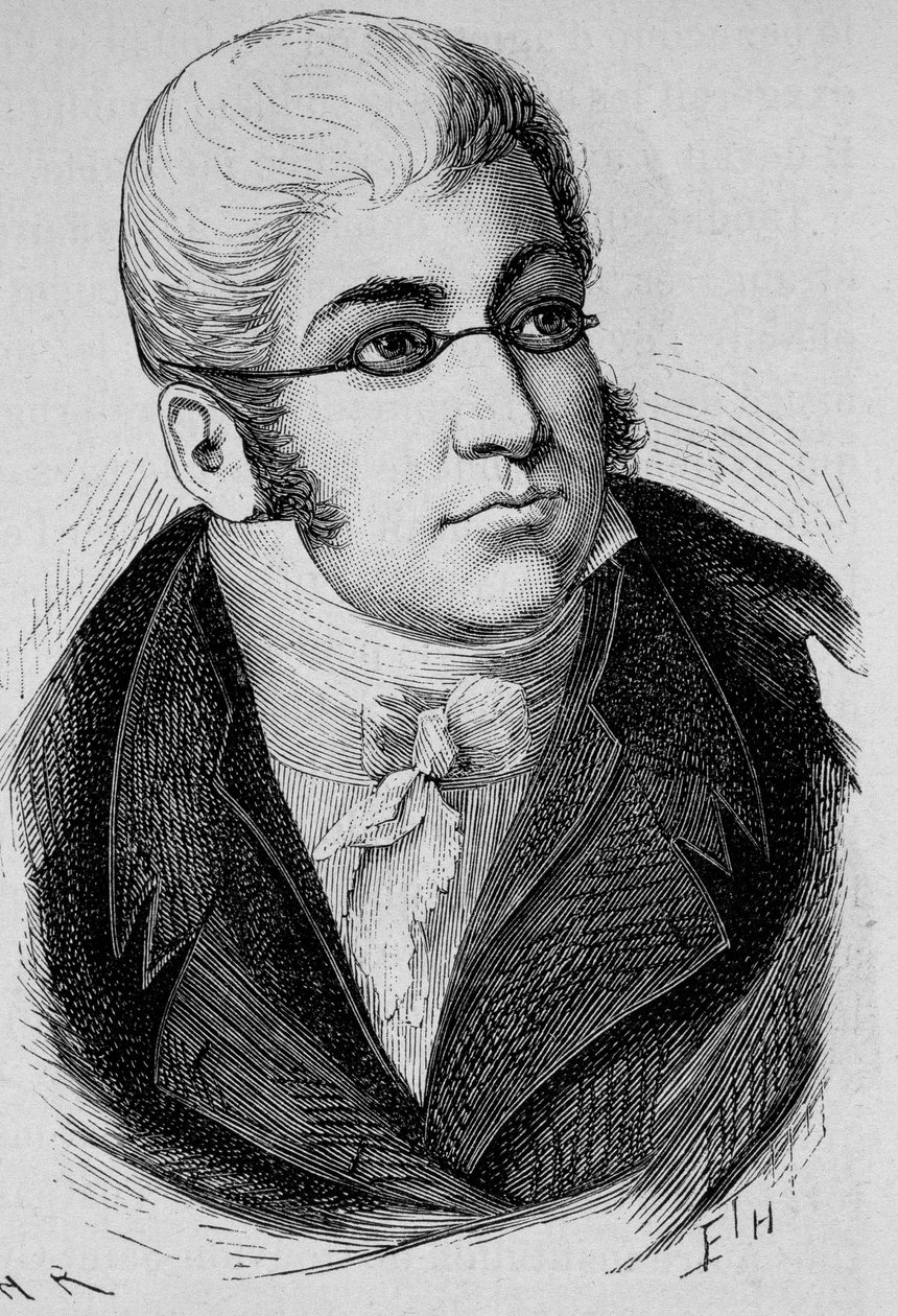 Portrett av La Romiguière. Gravering av slutten av 1800-tallet i "Histoire de France"" av H. Martin. av Unknown artist