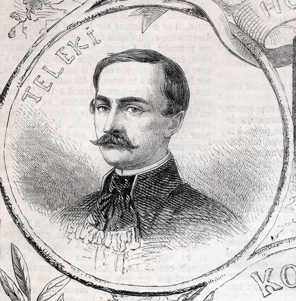 Portrett av Laszlo Teleki (1811-1861), ungarsk forfatter og politiker - gravering i "" Den illustrerte verden"" av Unknown artist