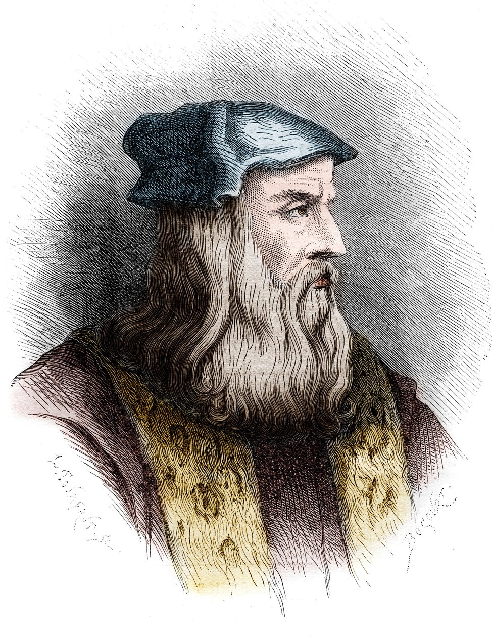 Portrett av Leonard de Vinci (Leonardo da Vinci) (1452-1519), italiensk maler. av Unknown artist