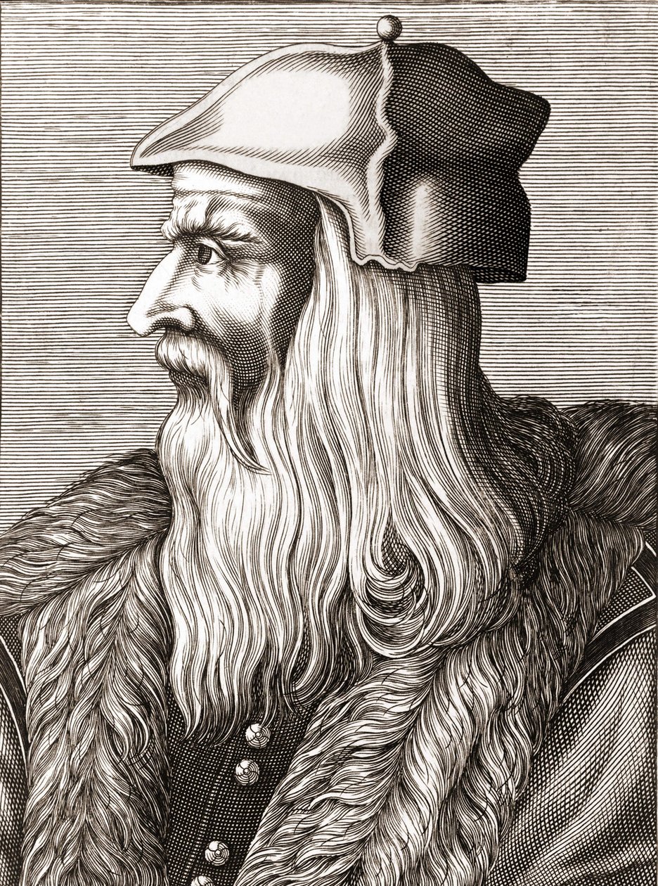 Portrett av Leonardo da Vinci (Leonardo da Vinci) (1452 - 1519). av Unknown artist