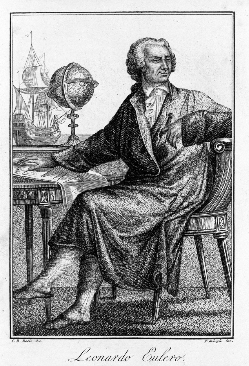 Portrett av Leonhard Euler (1707 - 1783), sveitsisk matematiker. av Unknown artist