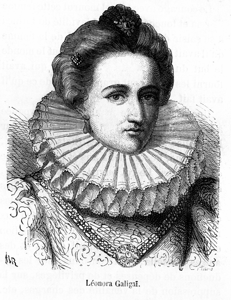 Portrett av Leonora Dori (eller Dosi) dit Galigai, marskalk av Anchorage (1568-1617), fortrolige til Marie de Medicis - i "" History of Popular France"" av Henri Martin, sd. 1800-tallet. av Unknown artist