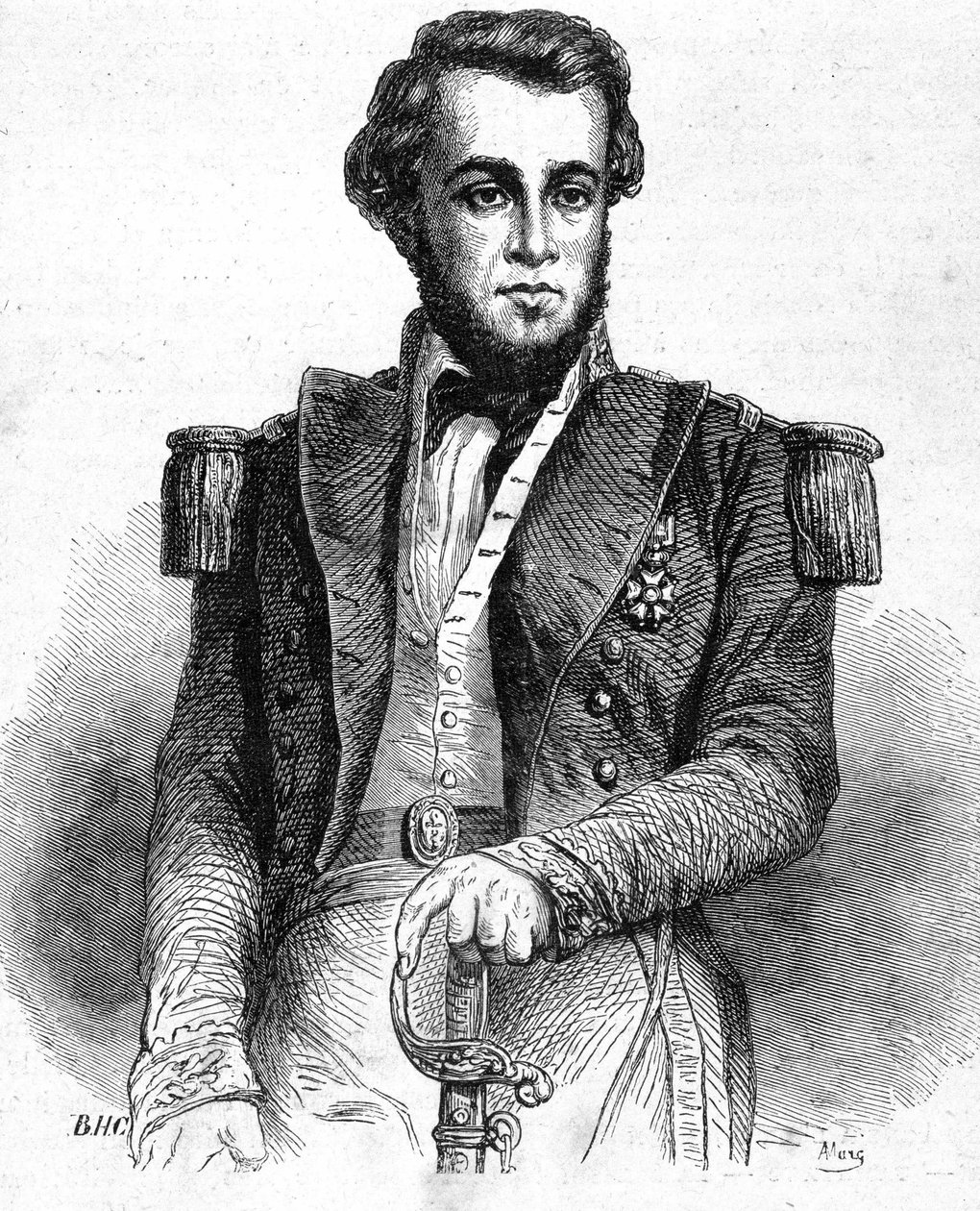 Portrett av løytnant Bellot (1826-1853) - i "" Les Contemporains", n.d. sent på 1800-tallet. av Unknown artist