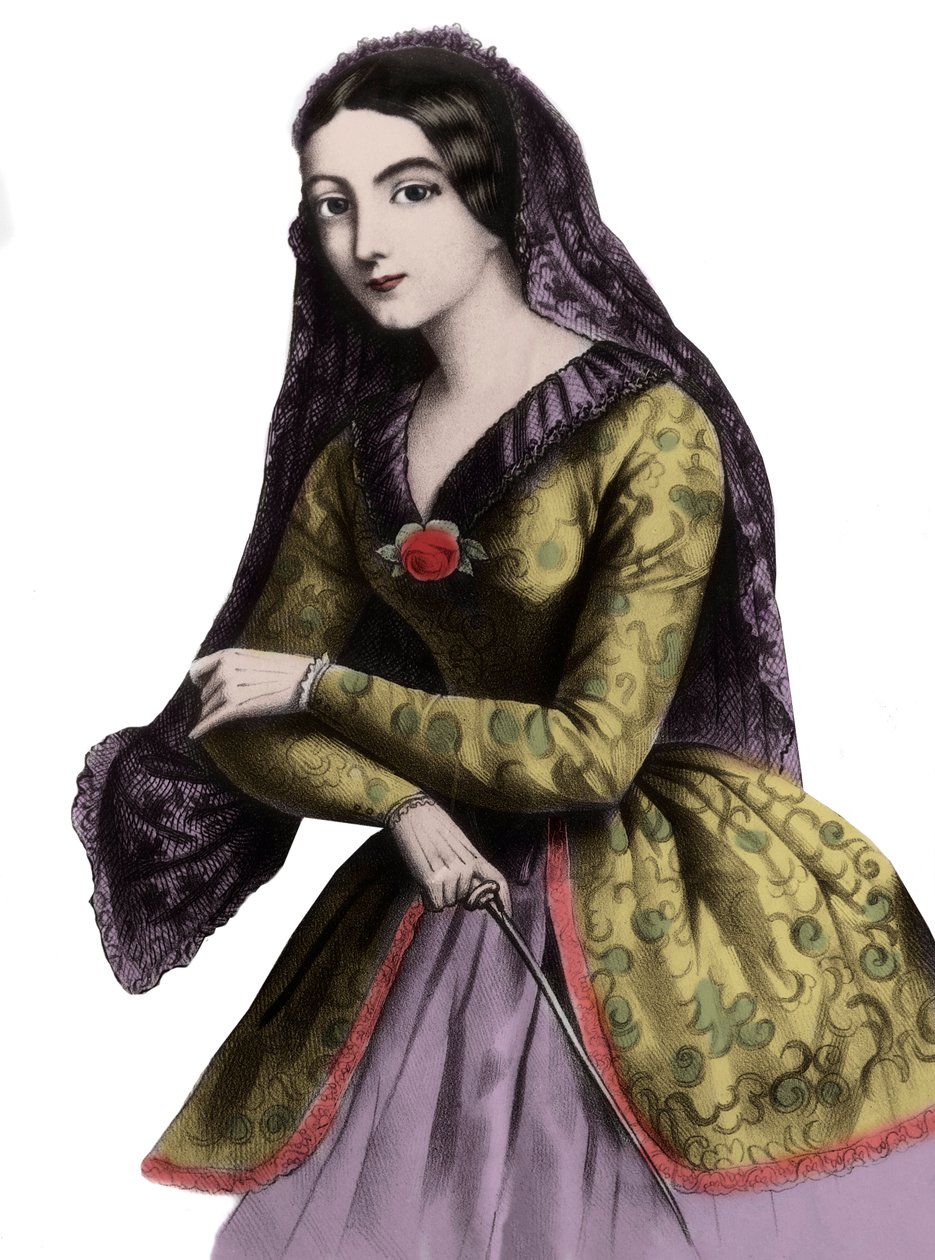 Portrett av Lola Montez (1821-1861) (Marie Dolores Eliza Rosanna Gilbert), eksotisk danser og kurtisane, kjent som elskerinnen til kong Louis I av Baviere av Unknown artist
