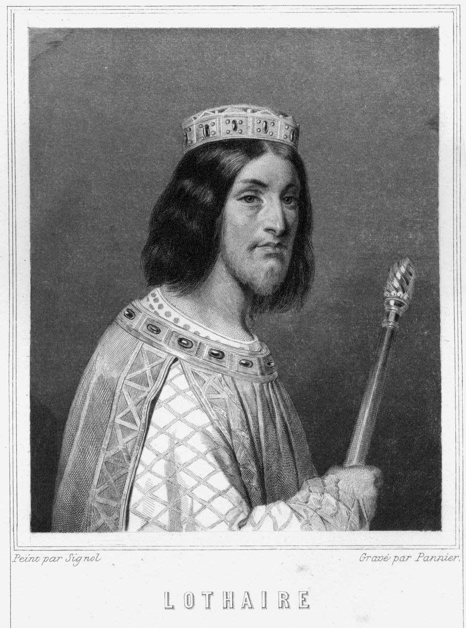 Portrett av Lothaire (941 - 986), Frankenes konge - i "Histoire des Français"" av Lavallée, gravering, nd. av Unknown artist