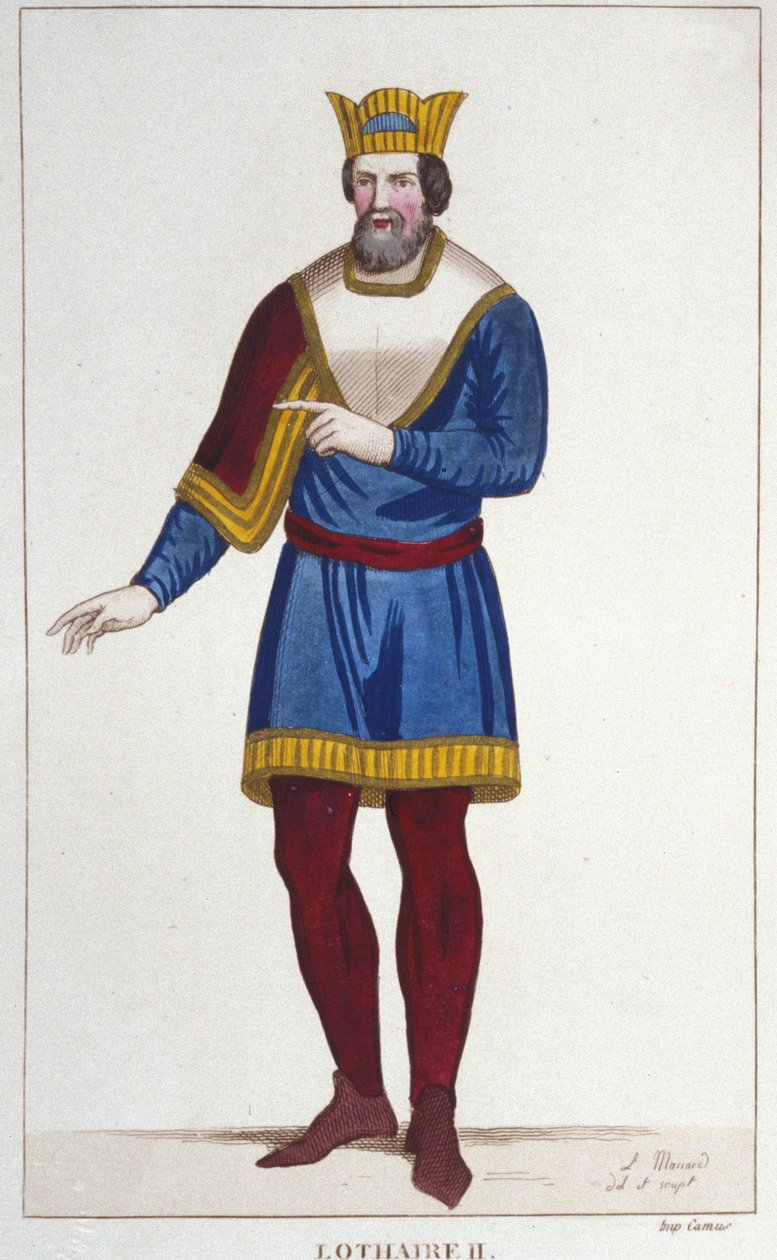 Portrett av Lotharia II (825-869) Kongen av Lotharingia gravering av 1830 av Unknown artist