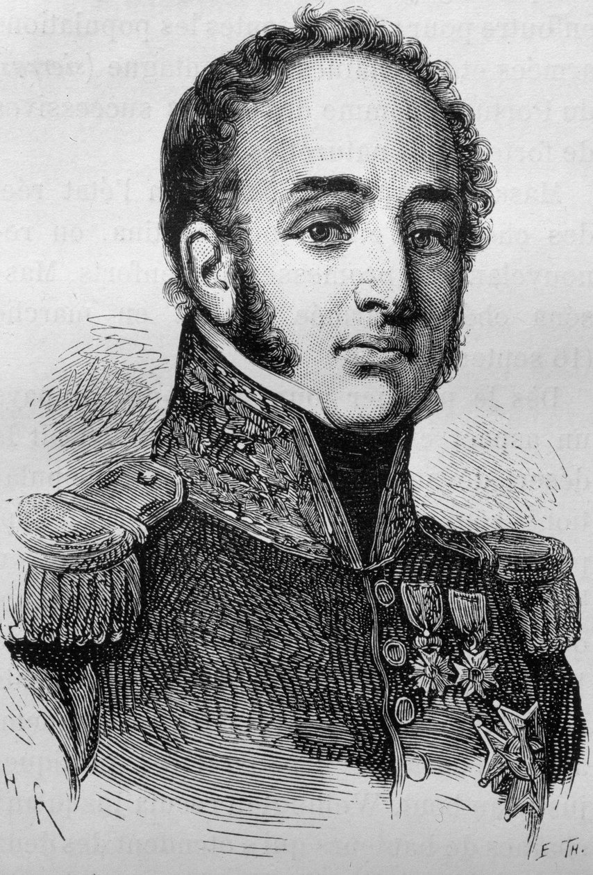 Portrett av Louis Gabriel (Louis-Gabriel) Suchet (1770-1826). Gravering av slutten av 1800-tallet i "Histoire de France"" av H. Martin. av Unknown artist