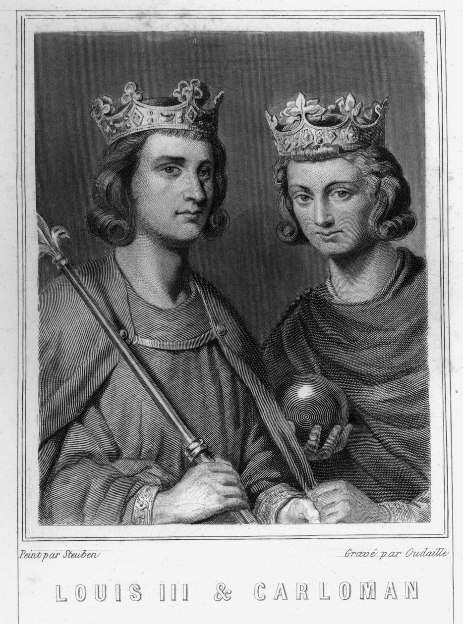 Portrett av Louis III (ca. 863 - 882), konge av Frankrike og Carloman (? - 884), konge av Frankrike av Unknown artist