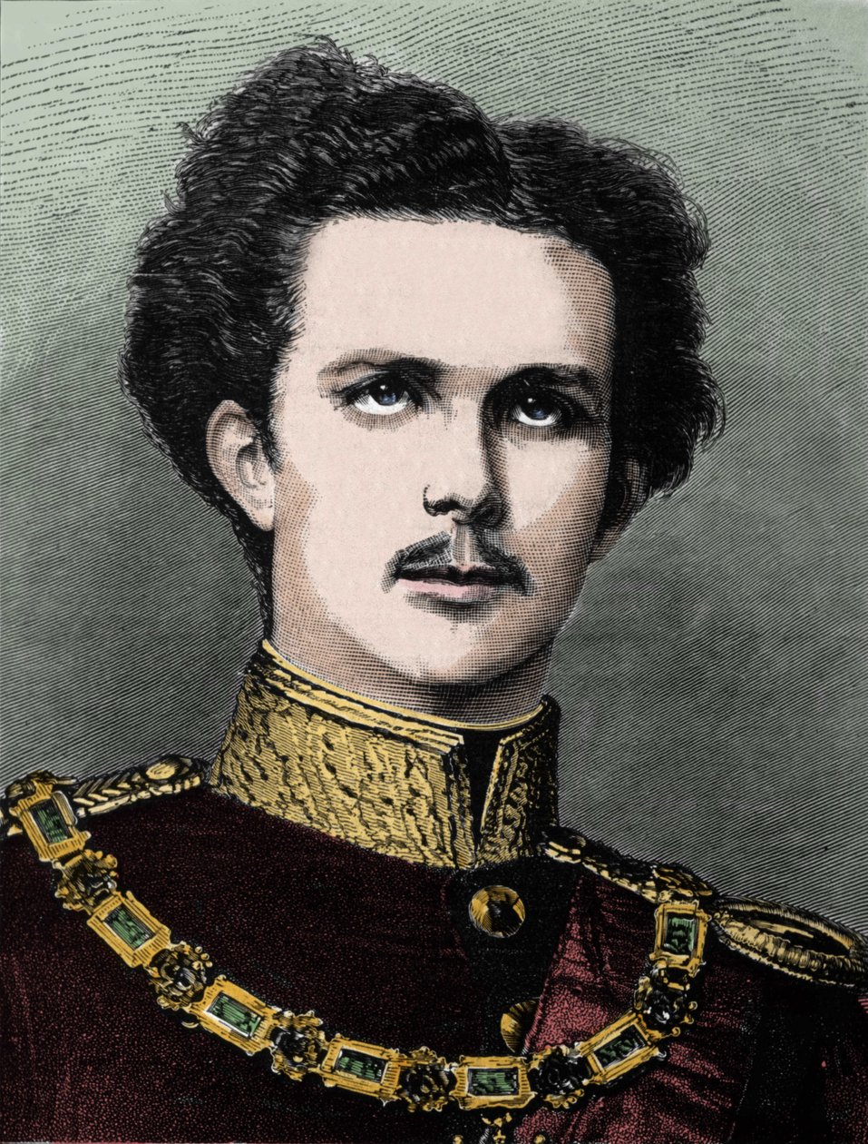 Portrett av Ludvig II av Baviere (Ludwig II Von Bayern) eller Ludwig Otto Frederik Wilhelm von Wittelsbach (1845-1886) bayersk prins, daværende konge av Baviere fra 1864 til 1886. av Unknown artist