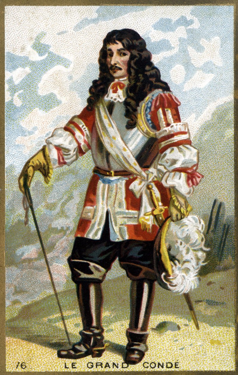 Portrait of Louis II of Bourbon, 4th Prince of Condé (Bourbon-Conde), known as the Grand Condé (1621 - 1686). Chromolithography of the 19th century. av Unknown artist