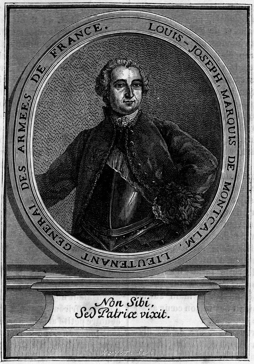 Portrett av Louis Joseph Marquis de Montcalm (1712-1759) generalløytnant for Armees of France, kjent for sin erobring av Quebec. av Unknown artist