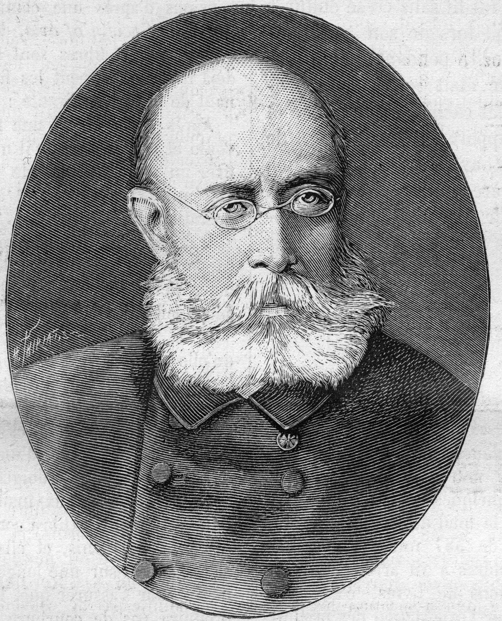 Portrett av Louis Leon Cesar Faidherbe (general Faidherbe) (1818-1889), fransk soldat og politiker. Gravering i "" Nature. Gjennomgang av vitenskap og dens anvendelser på kunst og industri. av Unknown artist