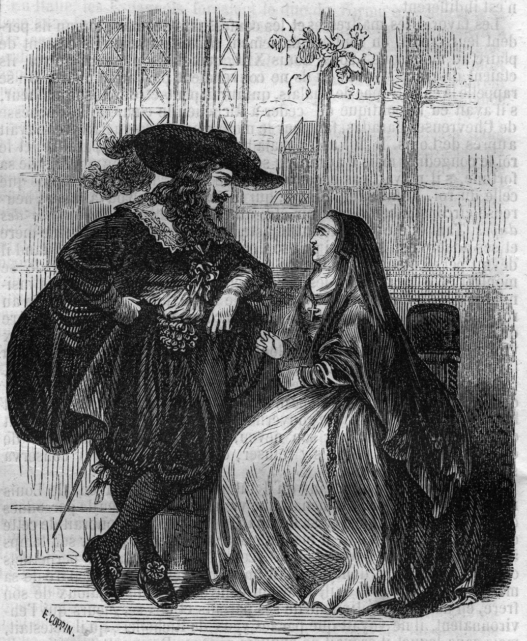 Portrett av Ludvig XIII (1601-1643) Konge av Frankrike og Mademoiselle de Lafayette - Gravering fra 1800-tallet av Unknown artist