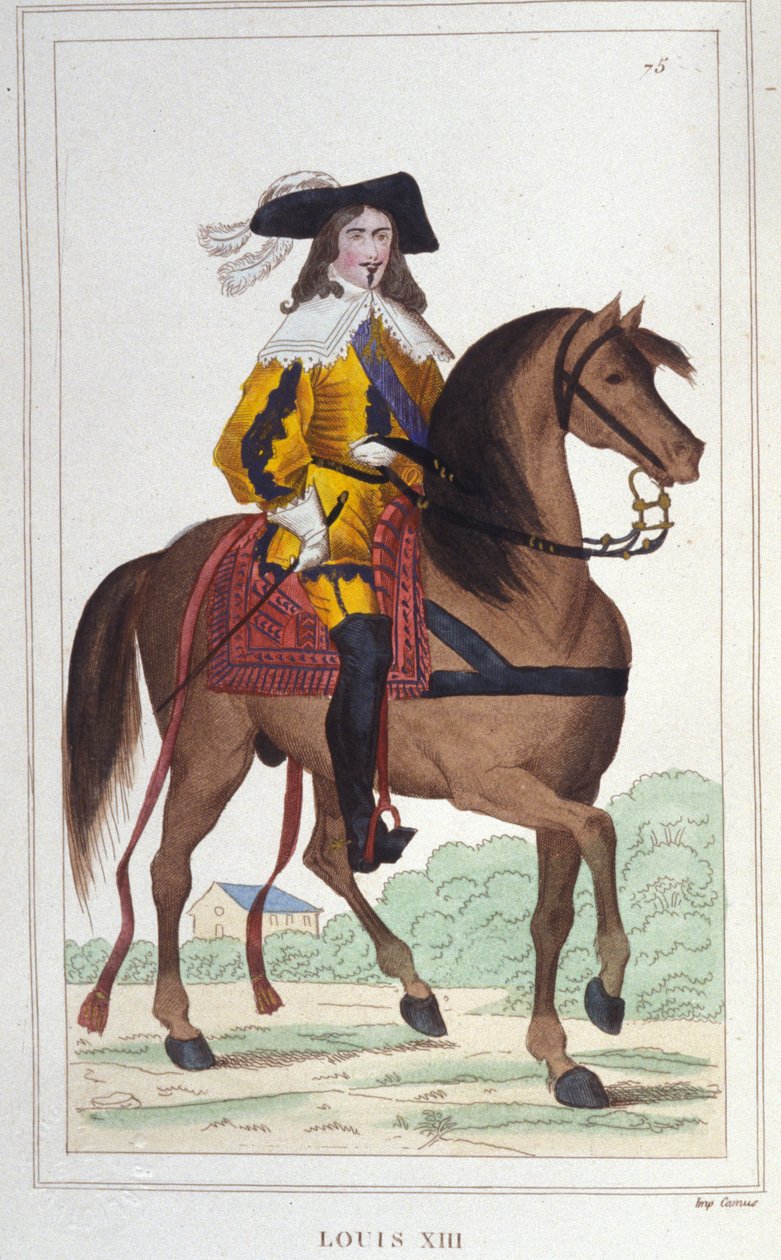 Portrett av Louis XIII (1601 - 1643), gravering av Frankrikes konge fra 1830 av Unknown artist
