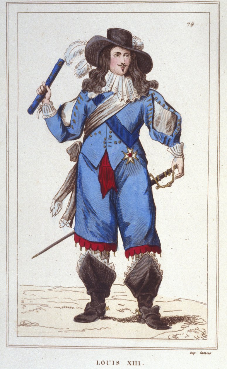 Portrett av Louis XIII (1601 - 1643), gravering av Frankrikes konge fra 1830 av Unknown artist