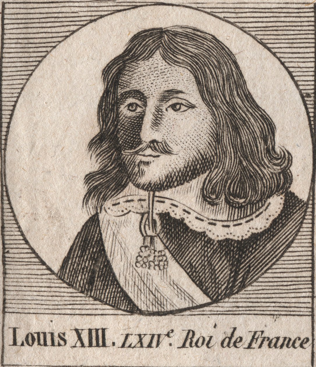 Portrett av Louis XIII den rettferdige (1601-1643) Konge av Frankrike - Ludvig XIII, konge av Frankrike fra 1610 til 1643 - gravering fra "Instruction sur l