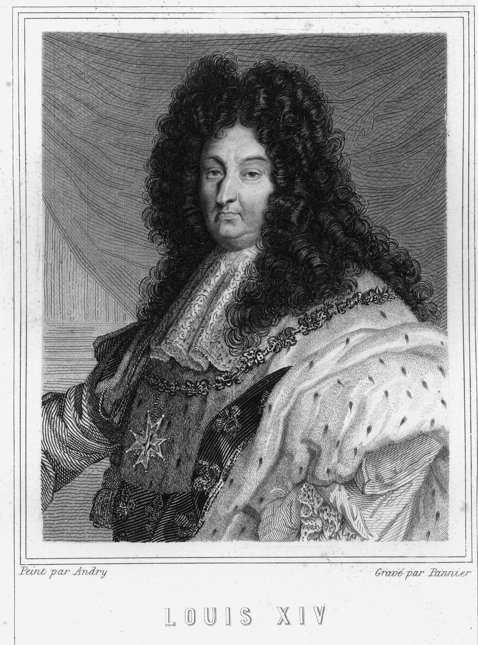 Portrett av Ludvig XIV (1638 - 1715), konge av Frankrike - i "Histoire des Français"" av Lavallée, gravering, sd. av Unknown artist