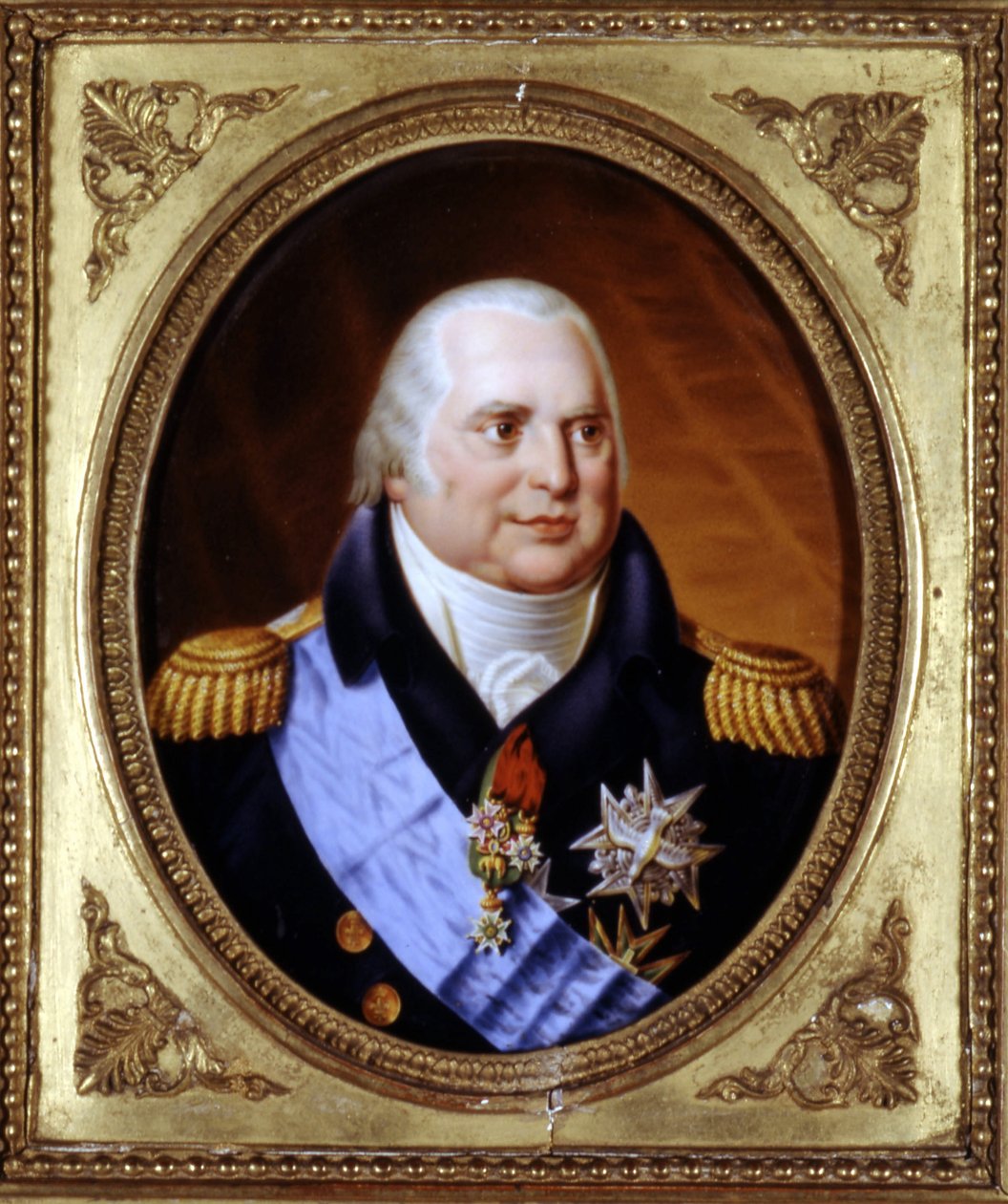 Portrett av Ludvig XVIII (1755 - 1824). Maleri. Privat Coll. av Unknown artist