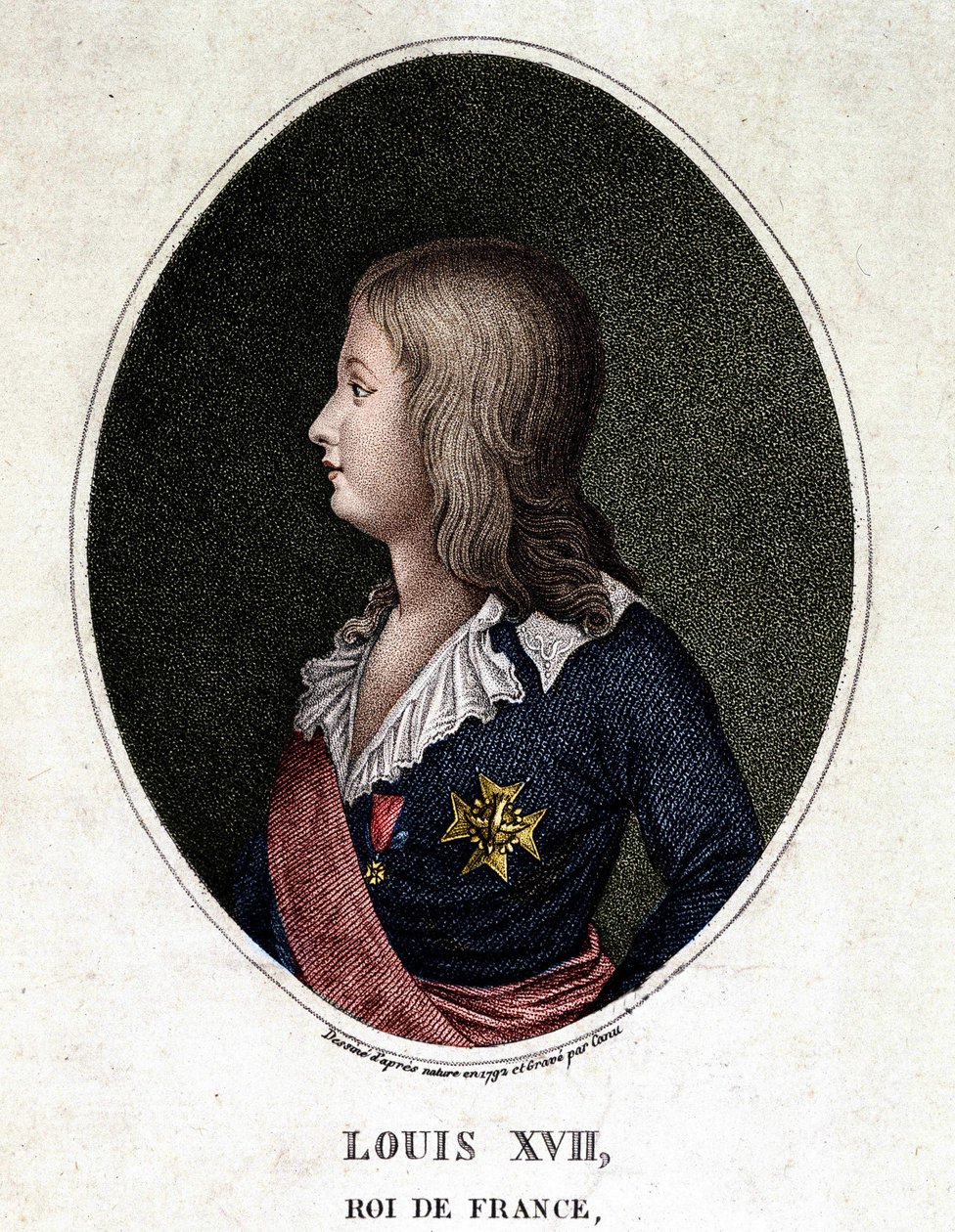 Portrett av Louis XVII, delfin fra Frankrike - gravering av det 19. århundre av Unknown artist