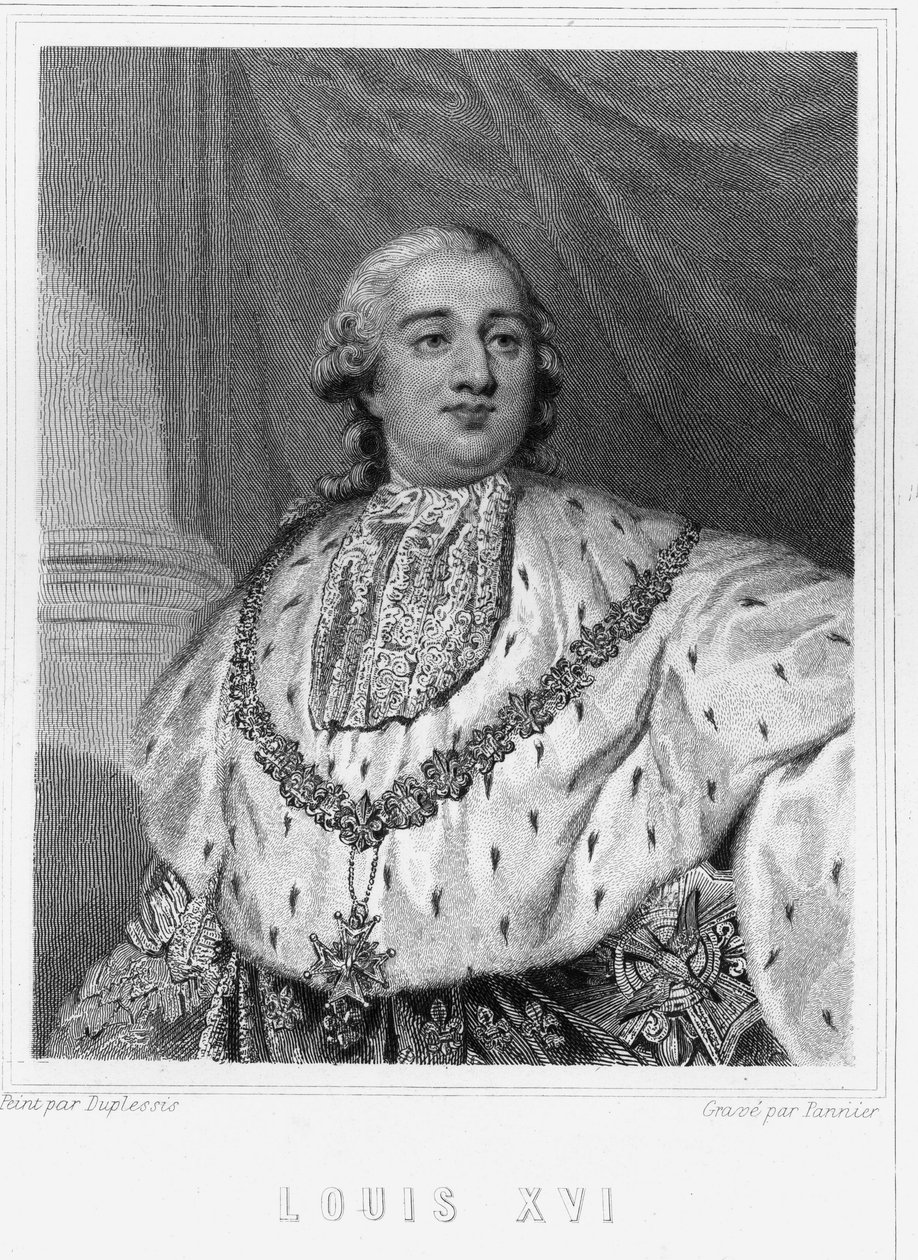 Portrett av Louis XVI (1754 - 1793), konge av Frankrike - i "Histoire des Français"" av Lavallée, gravering, sd. av Unknown artist