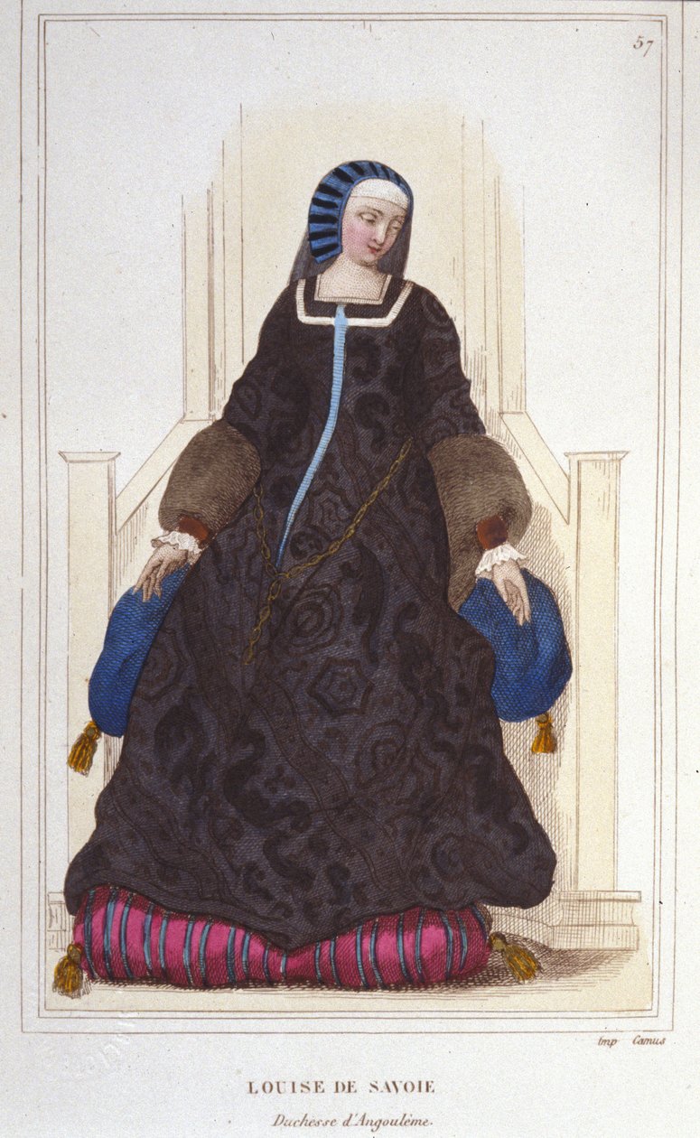 Portrett av Louise de Savoie, hertuginne av Angoulene og mor til Francois I (1476 - 1531) gravering av 1830 av Unknown artist