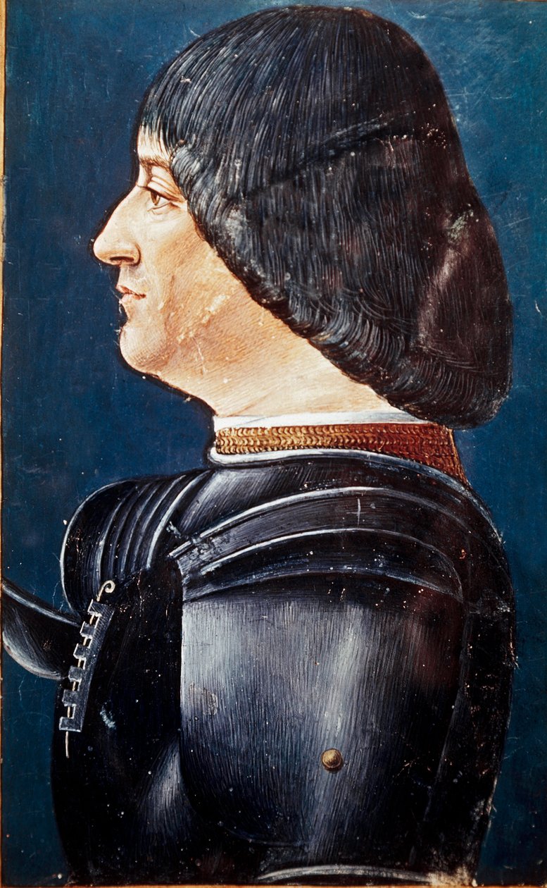 Portrett av Ludovic Marie Sforza dit le More (Ludovico Maria Sforza kjent som il Moro) (1452-1508) Miniatyrer i "" Grammatica "" av Aelius Donatus (Donato), sent på 1400-tallet. Trivulziana bibliotek, Milano. ms. 2167. av Unknown artist