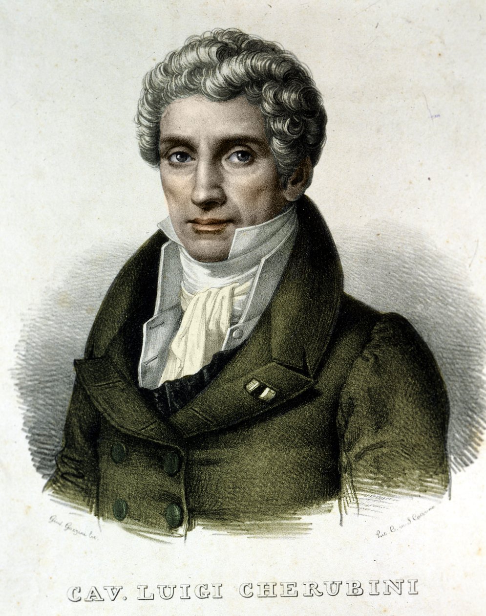 Portrett av Luigi Cherubini (1760-1842), italiensk komponist. av Unknown artist