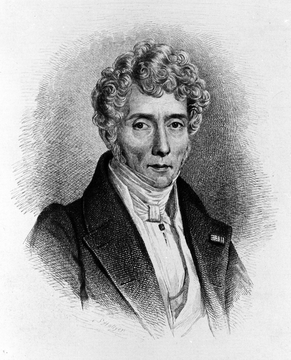 Portrett av Luigi Cherubini (1760-1842), italiensk komponist. av Unknown artist